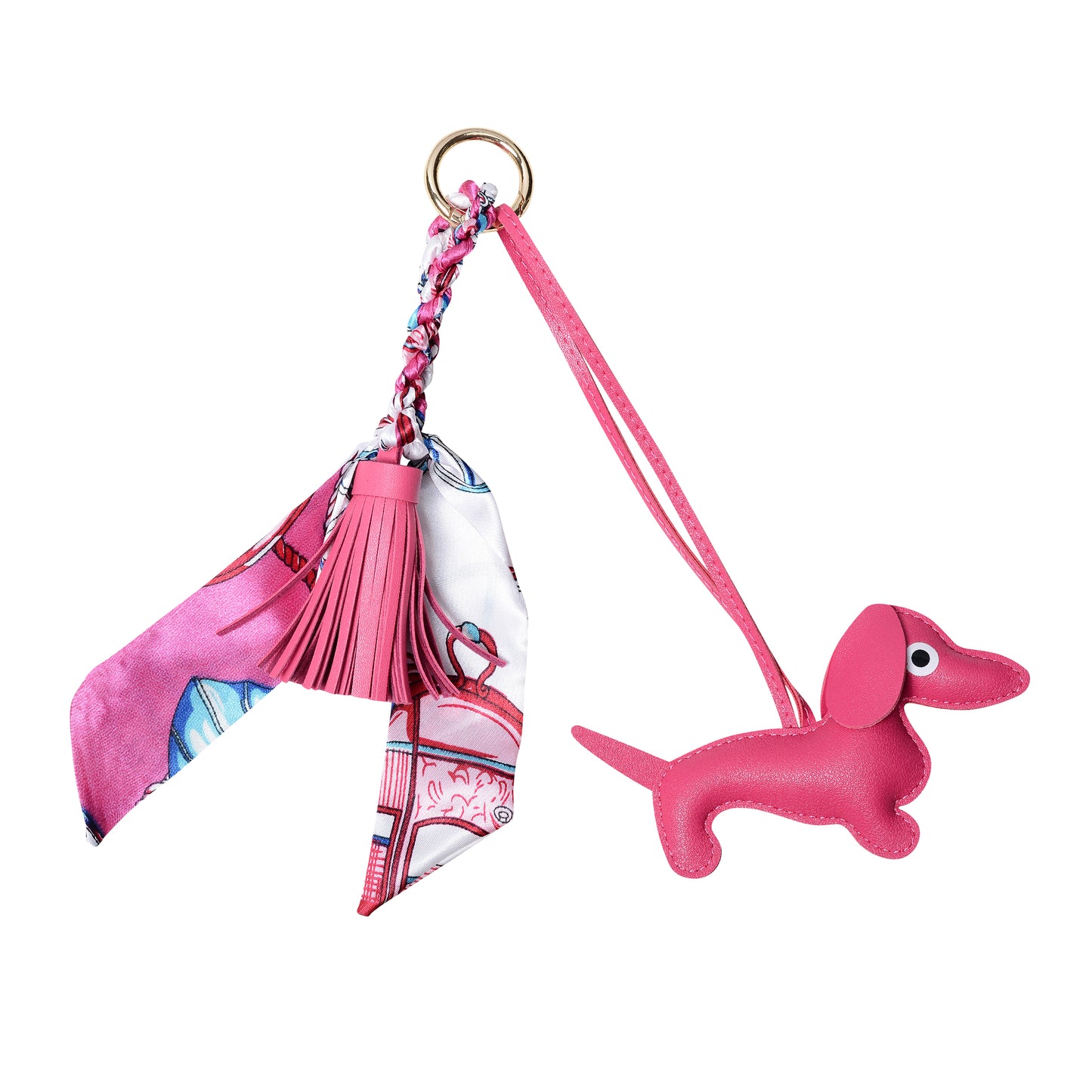 Deluxe Sausage Dog Keyring | Hot Pink