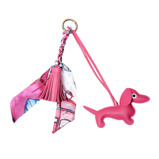 Deluxe Sausage Dog Keyring | Hot Pink